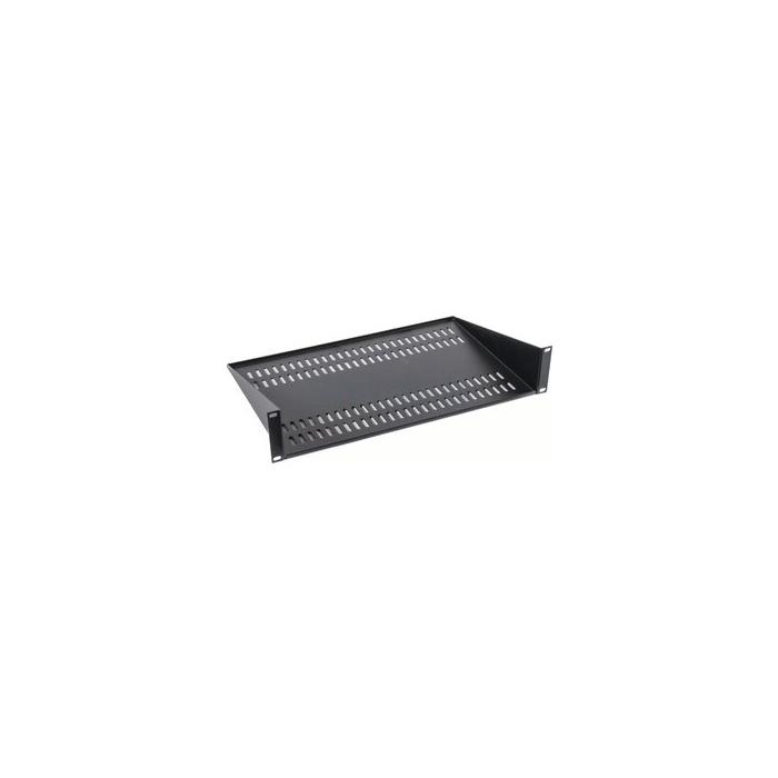 400mm Deep Front Modem/Cantilever Vented Shelf 2U - Black