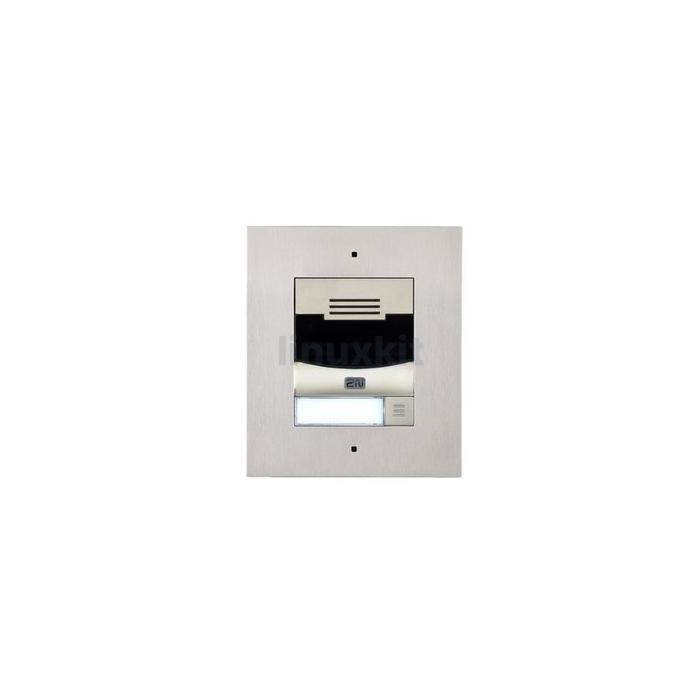 2N IP Solo Intercom with Flush Mount Frame - Brushed Nickel