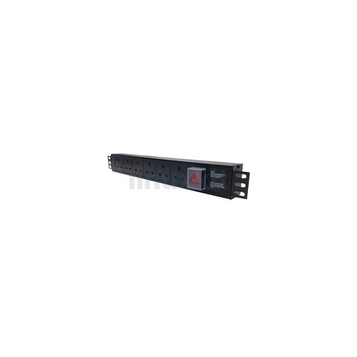 Titan 6 Way Horizontal PDU UK Sockets with C14 Plug